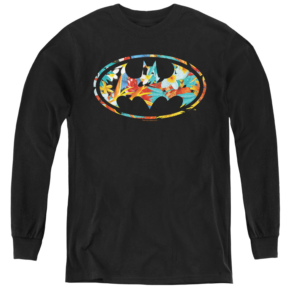 Batman - Hawaiian Bat - Youth Long Sleeve Tee - Black
