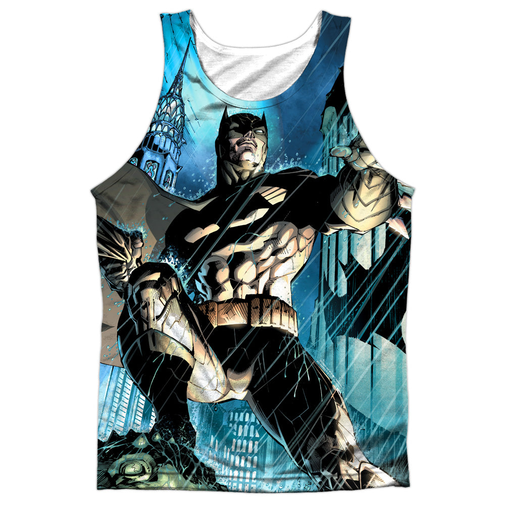 Batman - Rainy Rooftop - Adult 100% Poly Tank Top - White