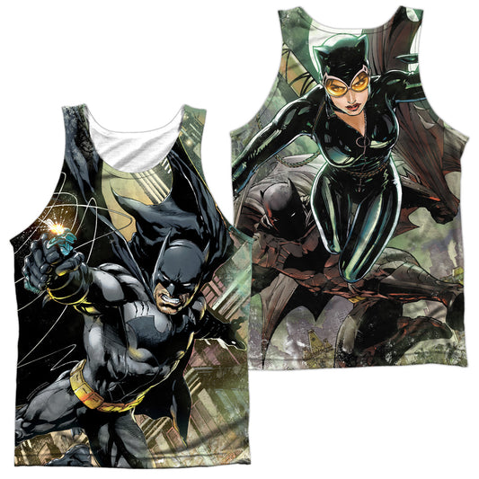 Batman - Catch (Front/back Print) - Adult 100% Poly Tank Top - White