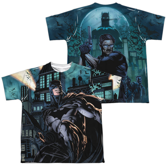 Batman - Coming For You (Front/back Print) - Short Sleeve Youth Poly Crew - White T-shirt