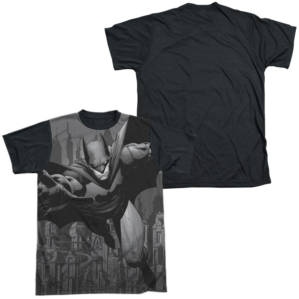 BATMAN GREY RACE-S/S ADULT WHITE FRONT BLACK BACK T-Shirt