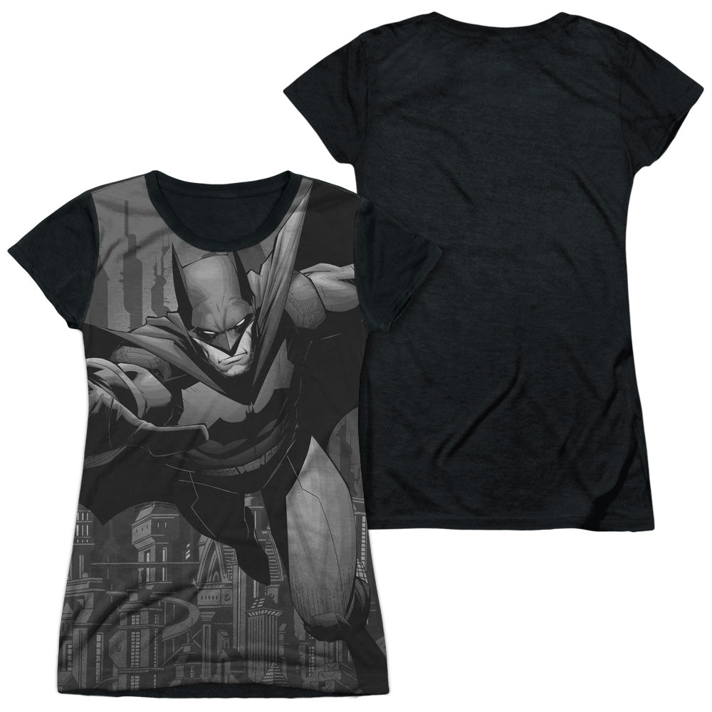 Batman - Grey Race - Short Sleeve Junior Poly Black Back - White T-shirt