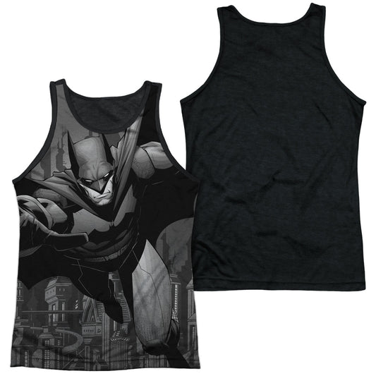 Batman - Grey Race - Adult Poly Tank Top Black Back - White