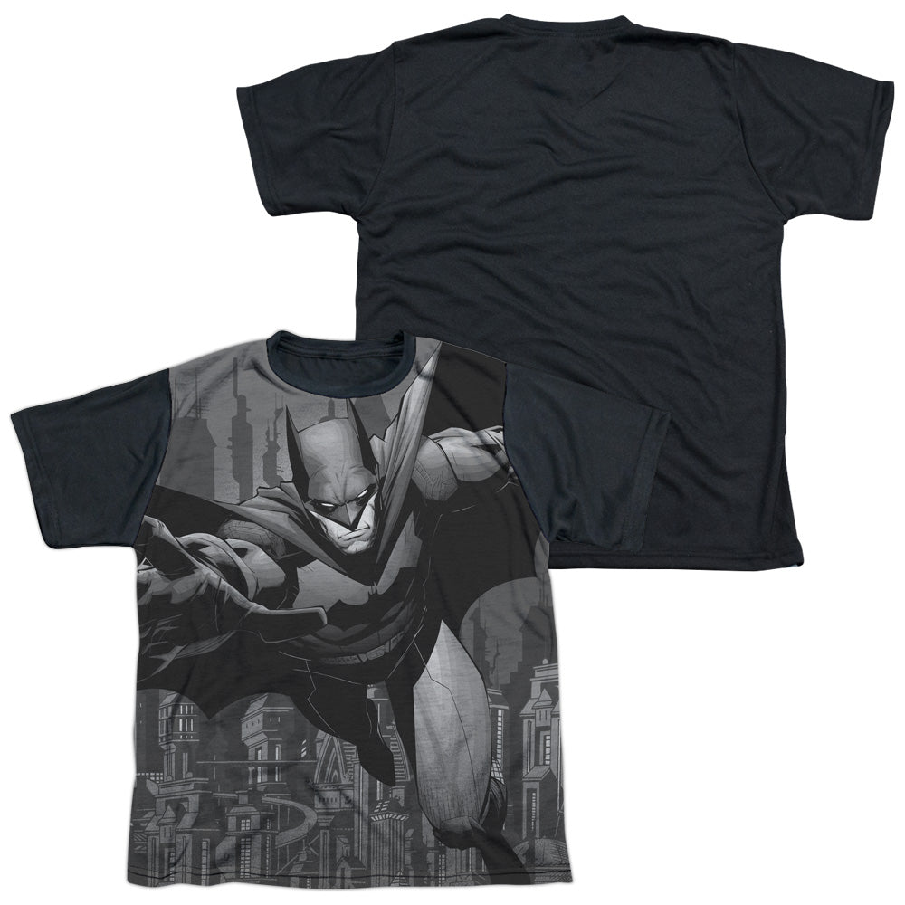 Batman - Grey Race - Short Sleeve Youth White Front Black Back   - White T-shirt