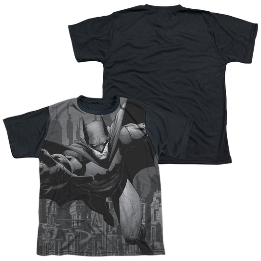 Batman - Grey Race - Short Sleeve Youth White Front Black Back   - White T-shirt