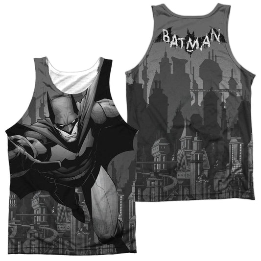 Batman - Grey Race (Front/back Print) - Adult 100% Poly Tank Top - White