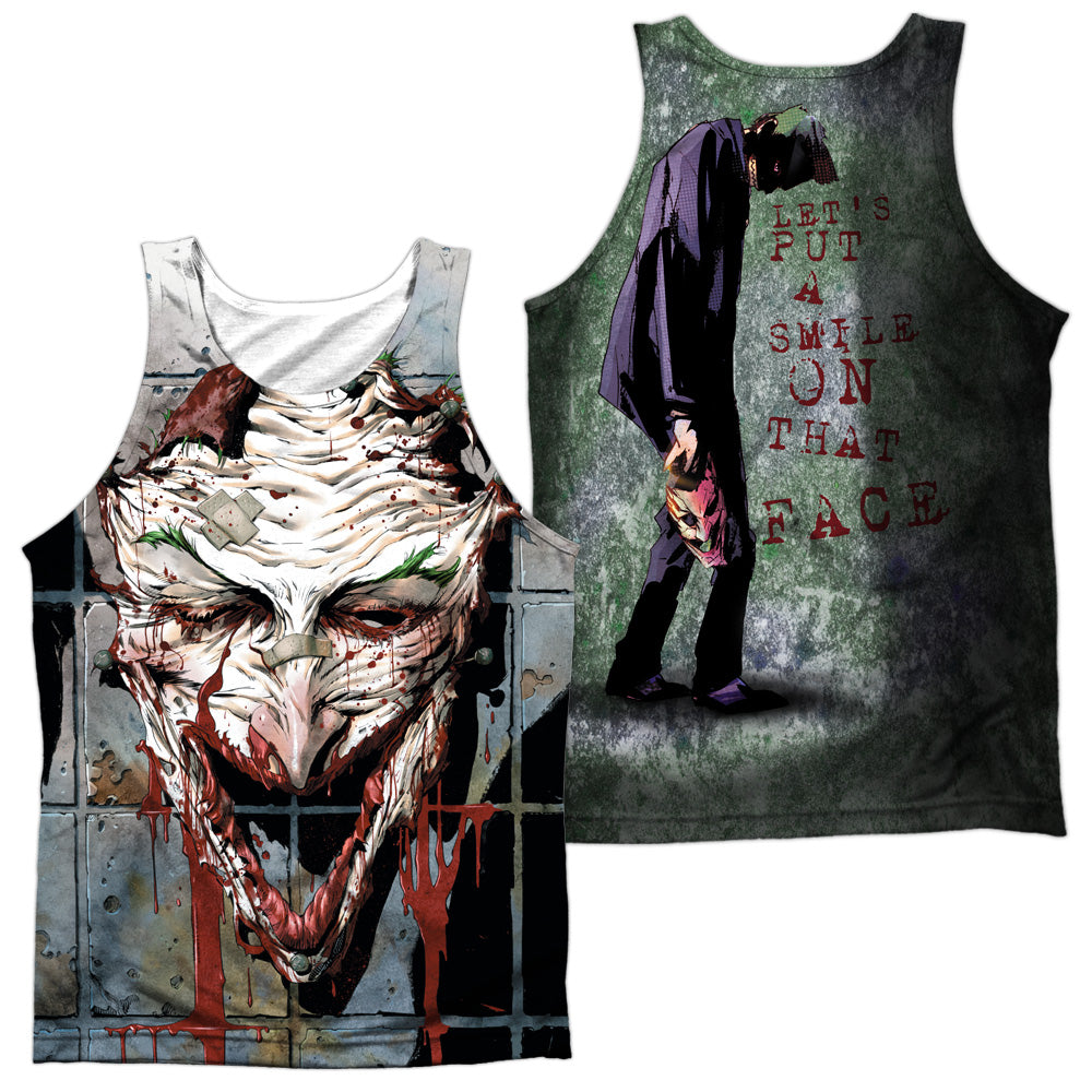 Batman - Smile (Front/back Print) - Adult 100% Poly Tank Top - White