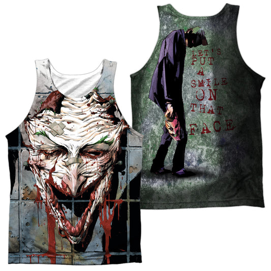 Batman - Smile (Front/back Print) - Adult 100% Poly Tank Top - White