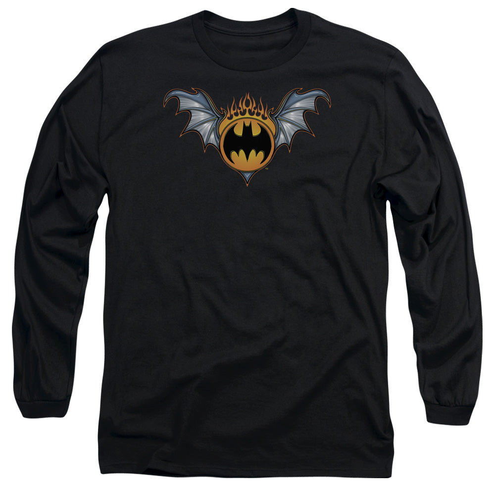 Batman - Bat Wings Logo - Long Sleeve Adult 18/1 - Black T-shirt