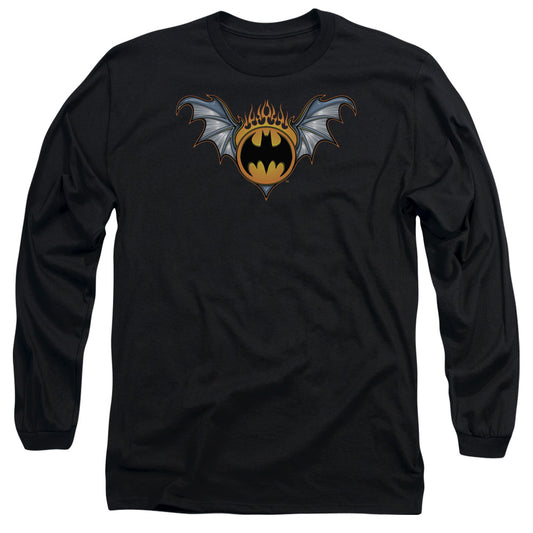 Batman - Bat Wings Logo - Long Sleeve Adult 18/1 - Black T-shirt