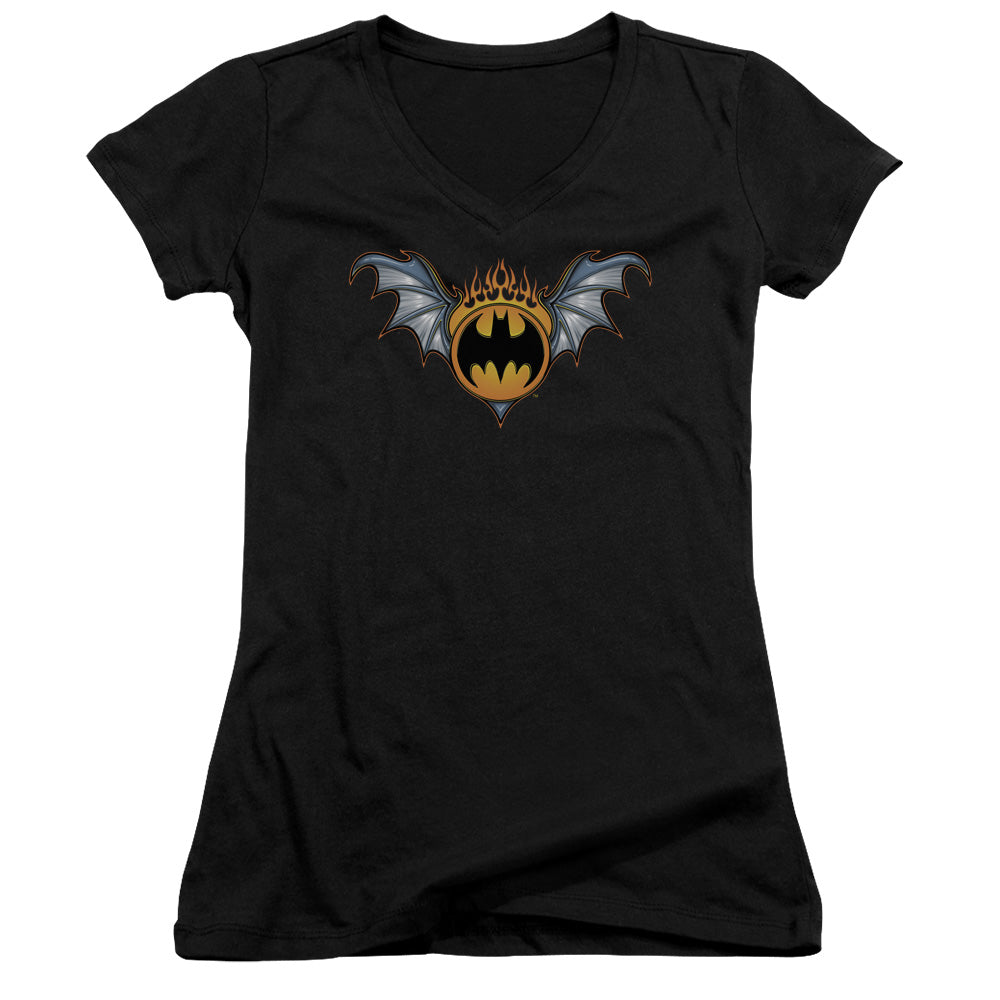 Batman - Bat Wings Logo - Junior V-neck - Black