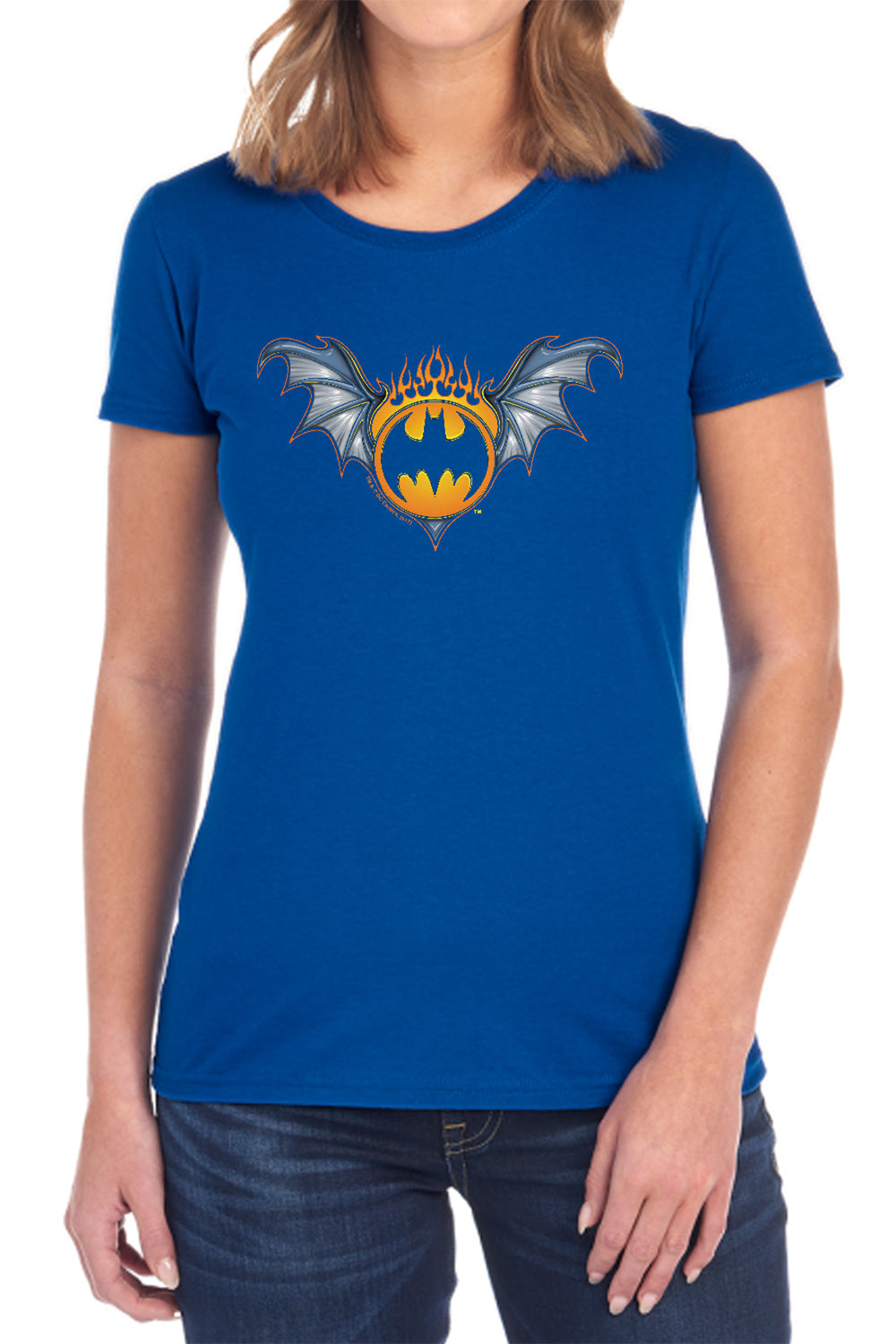 Batman - Bat Wings Logo - Short Sleeve Womens Tee - Black T-shirt