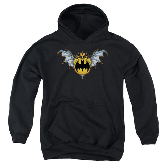 Batman - Bat Wings Logo - Youth Pull-over Hoodie - Black