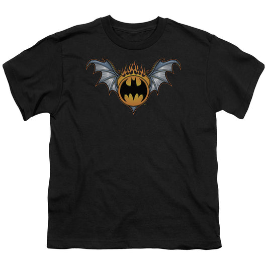 Batman - Bat Wings Logo - Short Sleeve Youth 18/1 - Black T-shirt