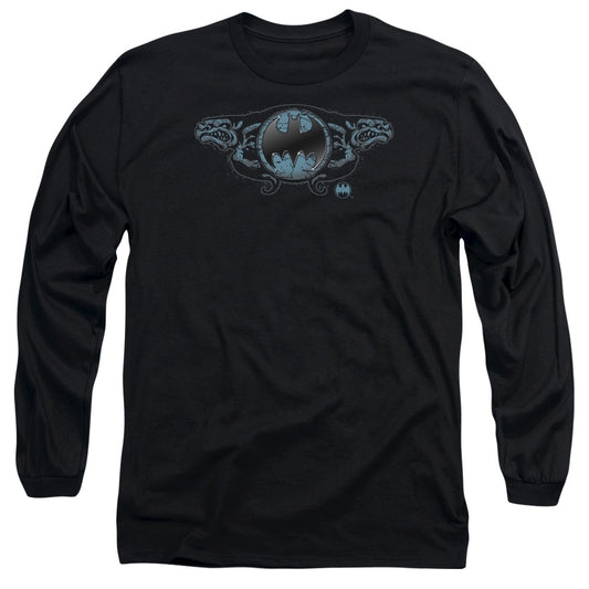 Batman - Two Gargoyles Logo - Long Sleeve Adult 18/1 - Black T-shirt