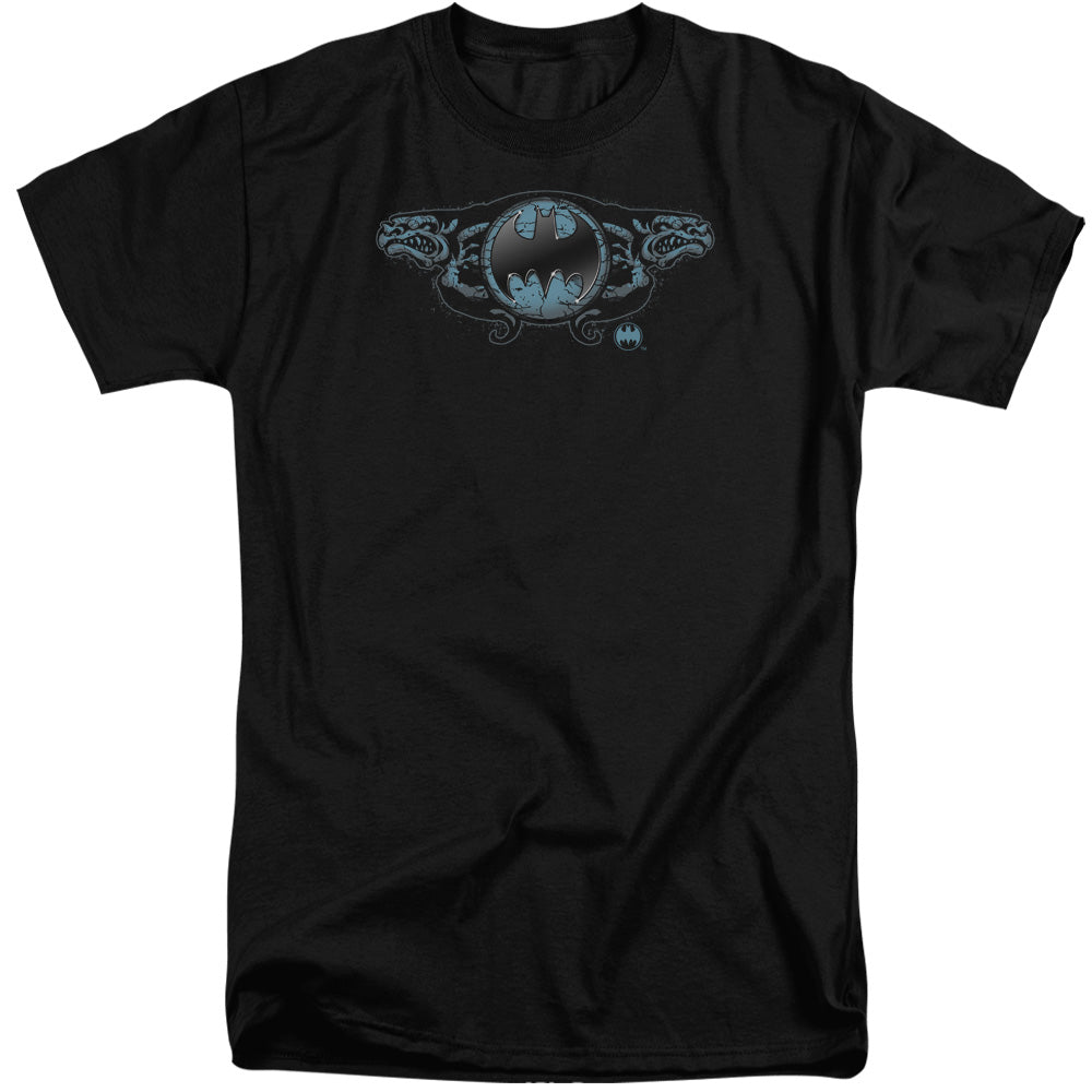 Batman - Two Gargoyles Logo - Short Sleeve Adult Tall - Black T-shirt
