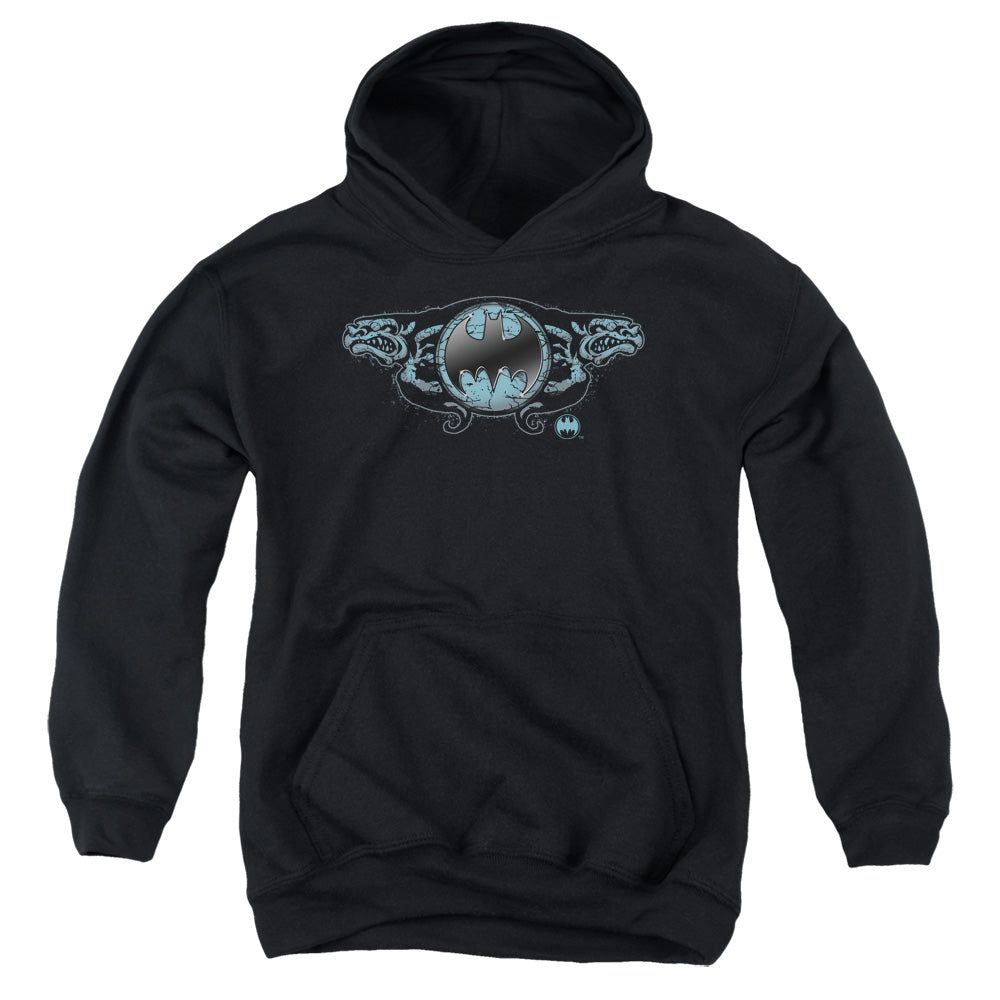 Batman - Two Gargoyles Logo - Youth Pull-over Hoodie - Black