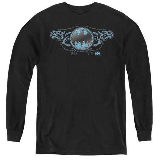 Batman - Two Gargoyles Logo - Youth Long Sleeve Tee - Black