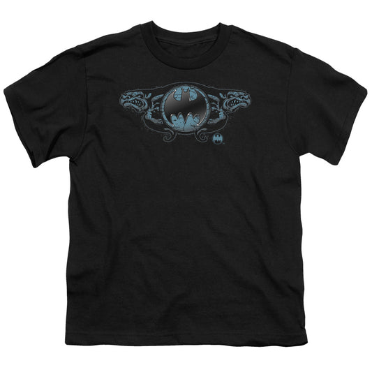 Batman - Two Gargoyles Logo - Short Sleeve Youth 18/1 - Black T-shirt