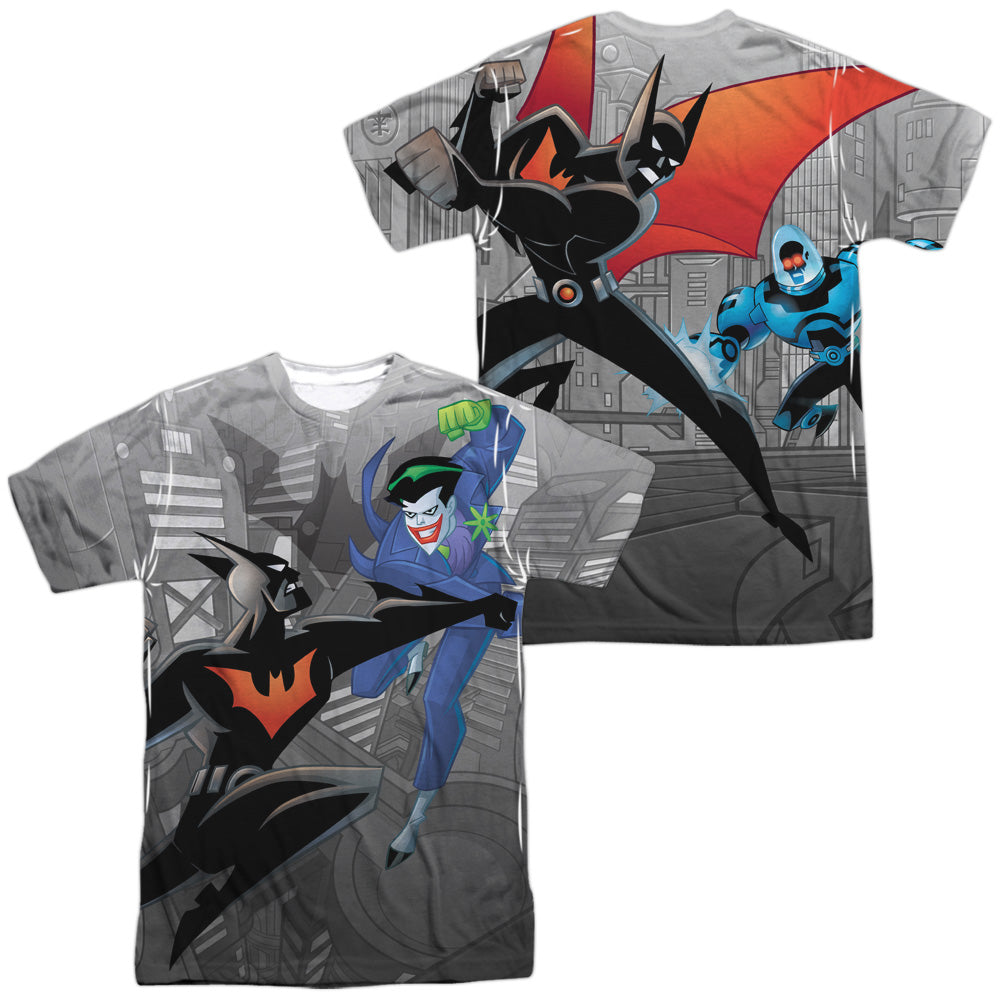 Batman Beyond - Baddie Battle (Front/back Print) - Short Sleeve Adult Poly Crew - White T-shirt