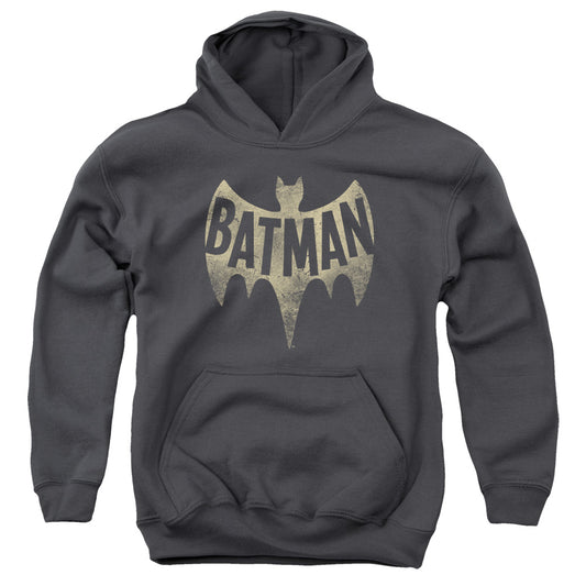 Batman Classic Tv - Vintage Logo - Youth Pull-over Hoodie - Charcoal