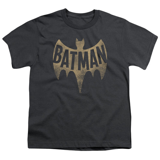 Batman Classic Tv - Vintage Logo - Short Sleeve Youth 18/1 - Charcoal T-shirt