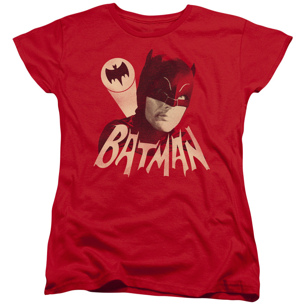Batman Classic Tv - Bat Signal - Short Sleeve Womens Tee - Red T-shirt