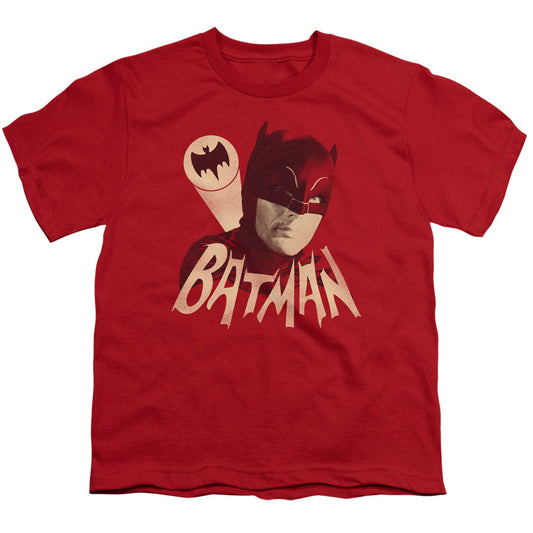 Batman Classic Tv - Bat Signal - Short Sleeve Youth 18/1 - Red T-shirt