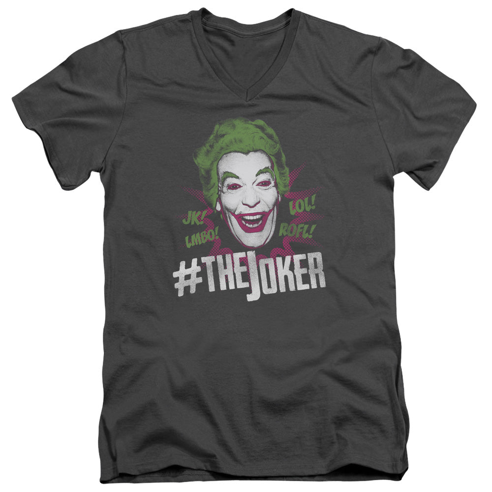 Batman Classic Tv - #joker - Short Sleeve Adult V-neck 30/1 - Charcoal T-shirt