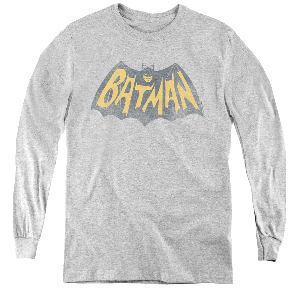 Batman Classic Tv - Show Logo - Youth Long Sleeve Tee - Athletic Heather