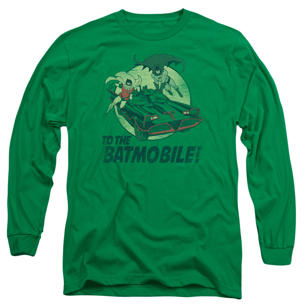 Batman Classic Tv - To The Batmobile - Long Sleeve Adult 18/1 - Kelly Green T-shirt