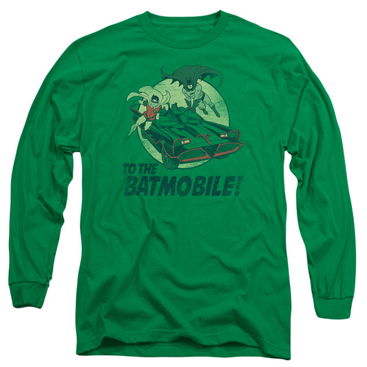 Batman Classic Tv - To The Batmobile - Long Sleeve Adult 18/1 - Kelly Green T-shirt