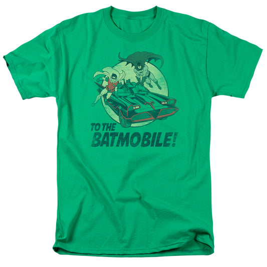 Batman Classic Tv - To The Batmobile - Short Sleeve Adult 18/1 - Kelly Green T-shirt