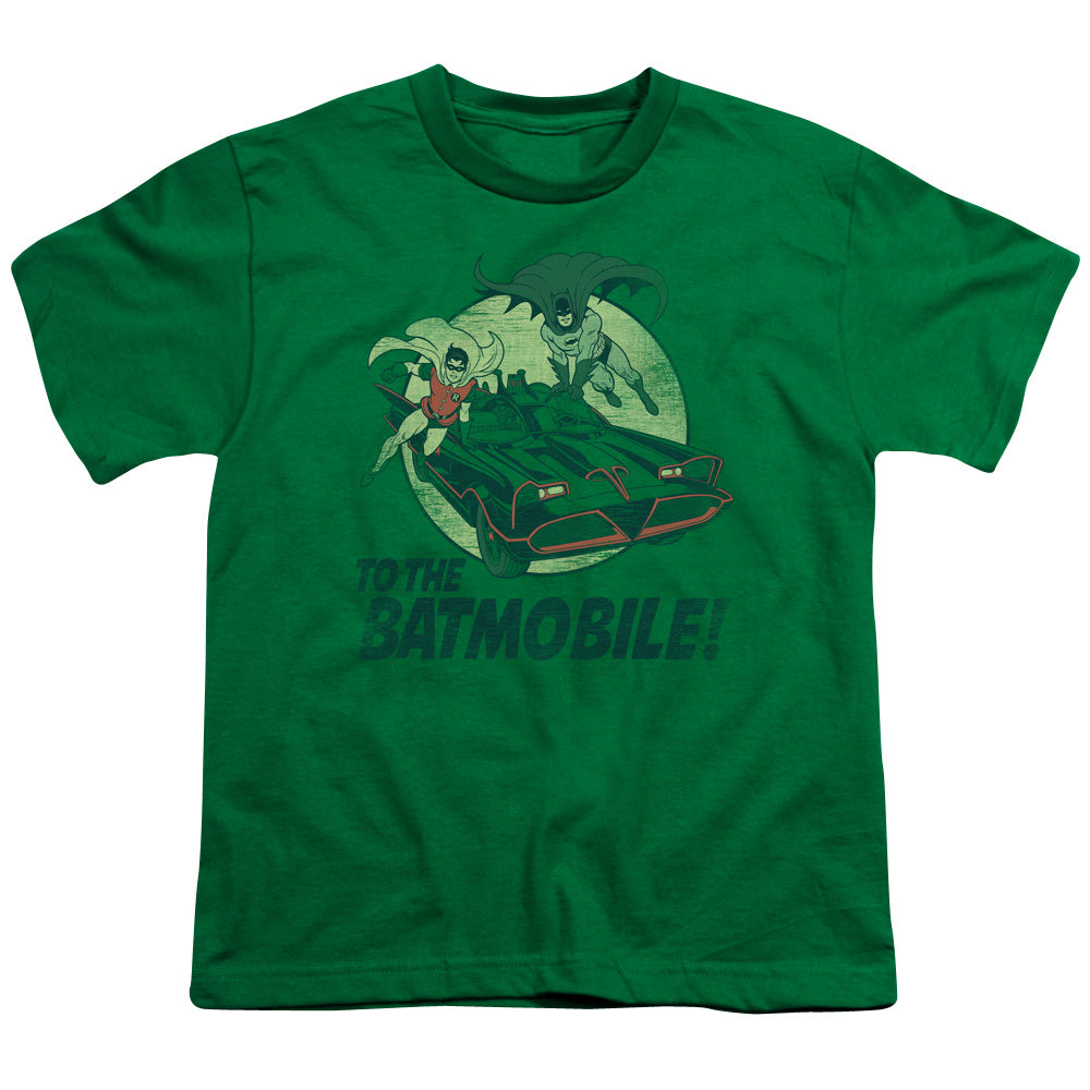 Batman Classic Tv - To The Batmobile - Short Sleeve Youth 18/1 - Kelly Green T-shirt