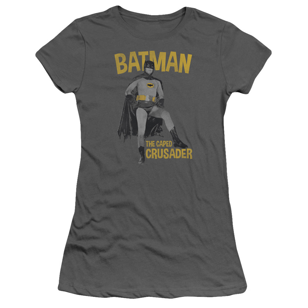Batman Classic Tv - Caped Crusader - Short Sleeve Junior Sheer - Charcoal T-shirt