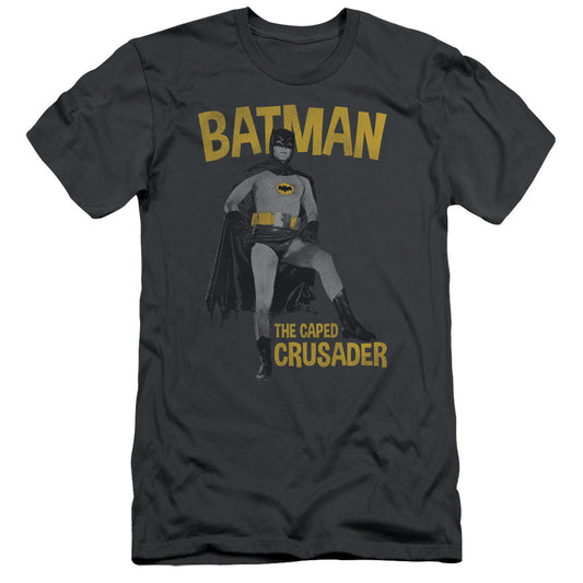 Batman Classic Tv - Caped Crusader - Short Sleeve Adult 30/1 - Charcoal T-shirt