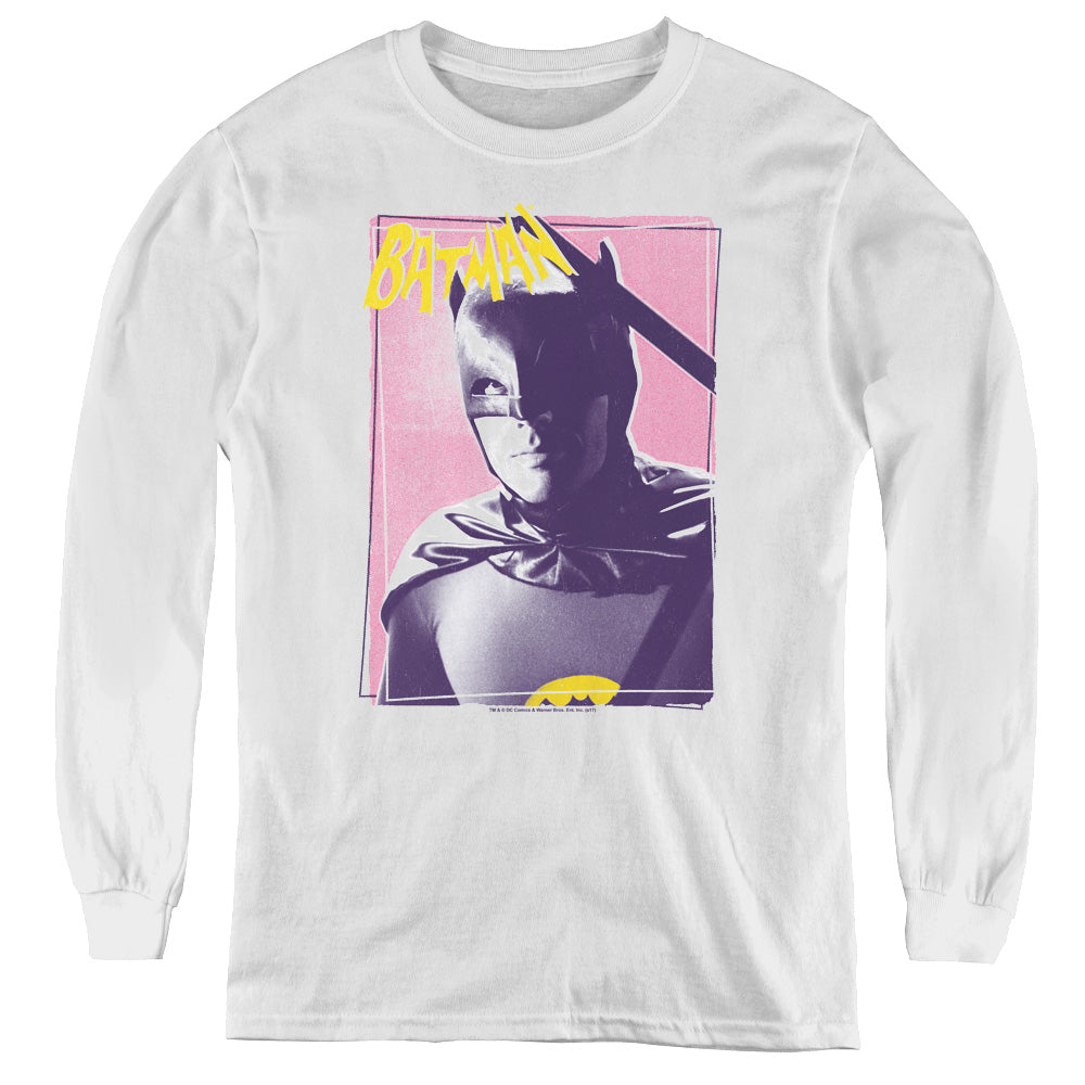 Batman Classic Tv - Wayne 80s - Youth Long Sleeve Tee - White