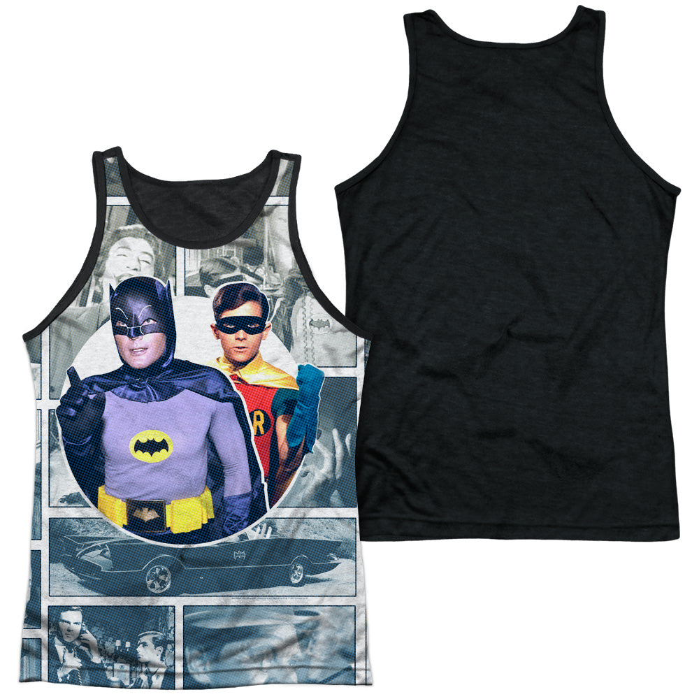 Batman Classic Tv - 60s Panels - Adult Poly Tank Top Black Back - White