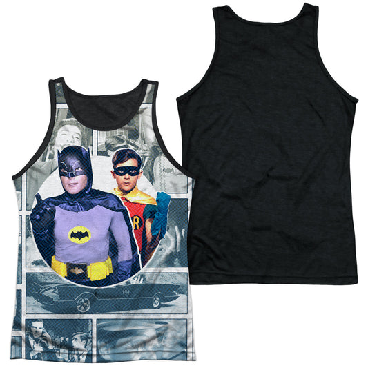 Batman Classic Tv - 60s Panels - Adult Poly Tank Top Black Back - White