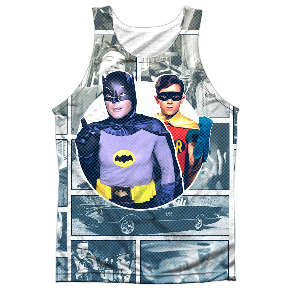 Batman Classic Tv - 60s Panels - Adult 100% Poly Tank Top - White