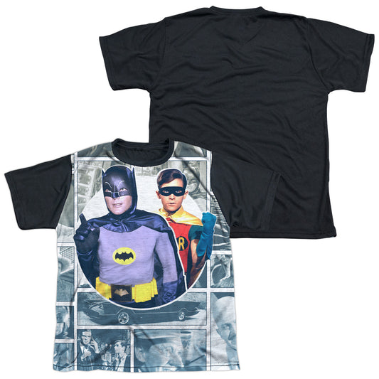 Batman Classic Tv - 60s Panels - Short Sleeve Youth White Front Black Back   - White T-shirt