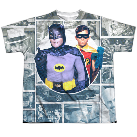 Batman Classic Tv - 60s Panels - Short Sleeve Youth Poly Crew - White T-shirt
