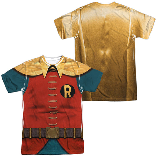 Batman Classic Tv - Robin Costume (Front/back Print) - Short Sleeve Adult Poly Crew - White T-shirt