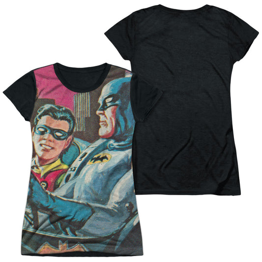 Batman Classic Tv - Bat Signal - Short Sleeve Junior Poly Black Back - White T-shirt