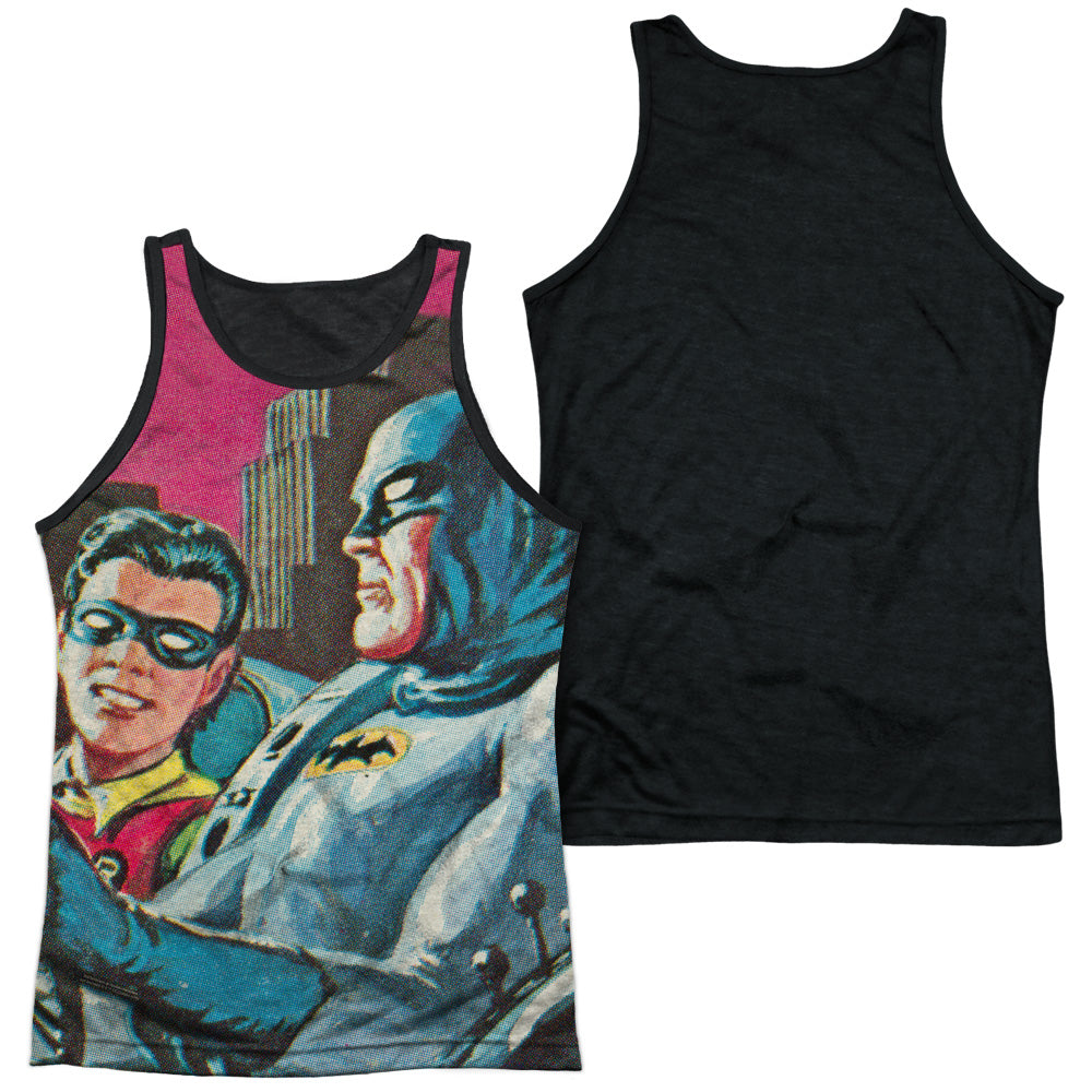 Batman Classic Tv - Bat Signal - Adult Poly Tank Top Black Back - White