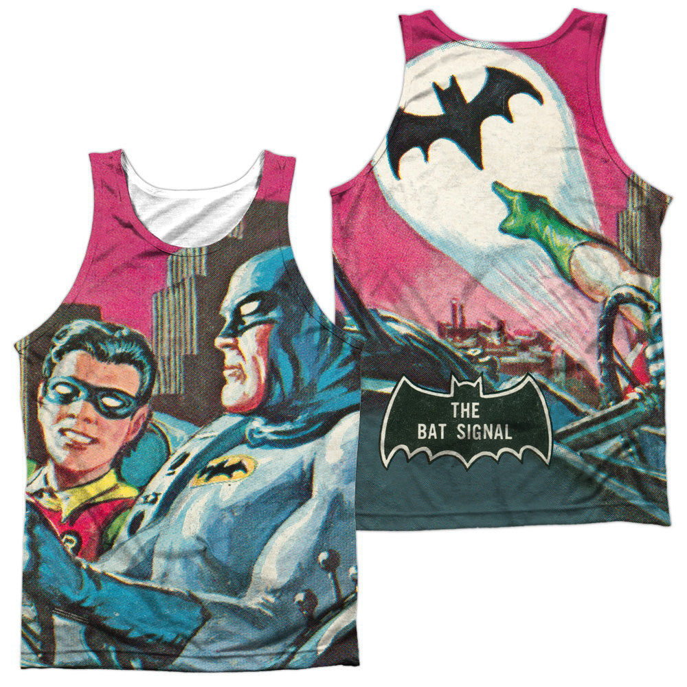 Batman Classic Tv - Bat Signal (Front/back Print) - Adult 100% Poly Tank Top - White