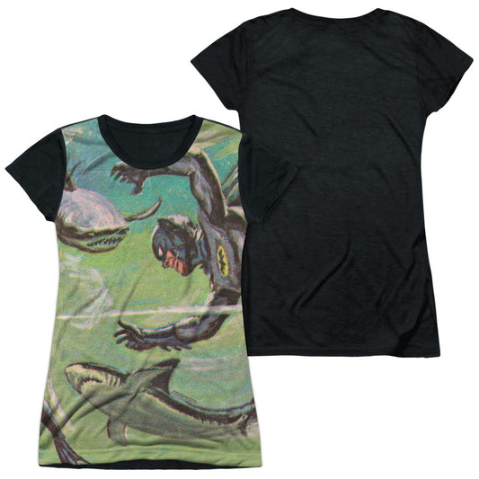 Batman Classic Tv - Underwater - Short Sleeve Junior Poly Black Back - White T-shirt