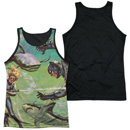 Batman Classic Tv - Underwater - Adult Poly Tank Top Black Back - White