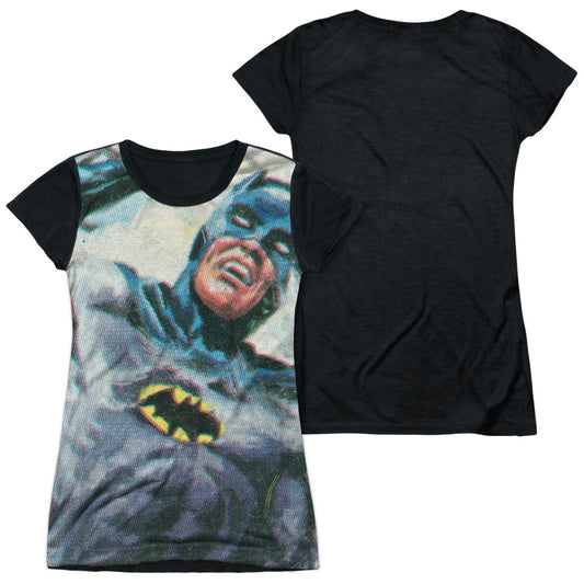 Batman Classic Tv - Foliage - Short Sleeve Junior Poly Black Back - White T-shirt