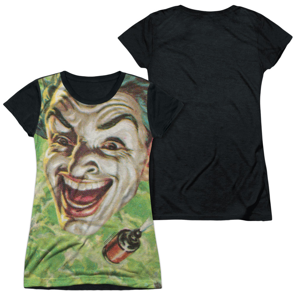 Batman Classic Tv - Laugh Gas - Short Sleeve Junior Poly Black Back - White T-shirt